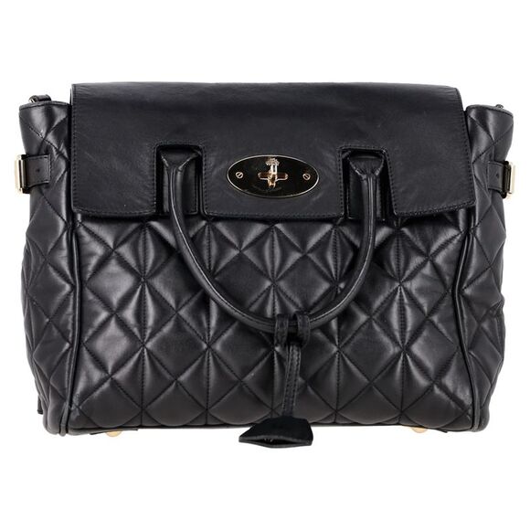 Mulberry Medium Cara Delevingne Quilted Convertible Backpack in Black Leather